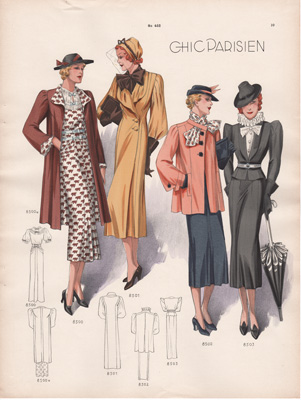 vintage fashion prints art deco chic parisien 1936